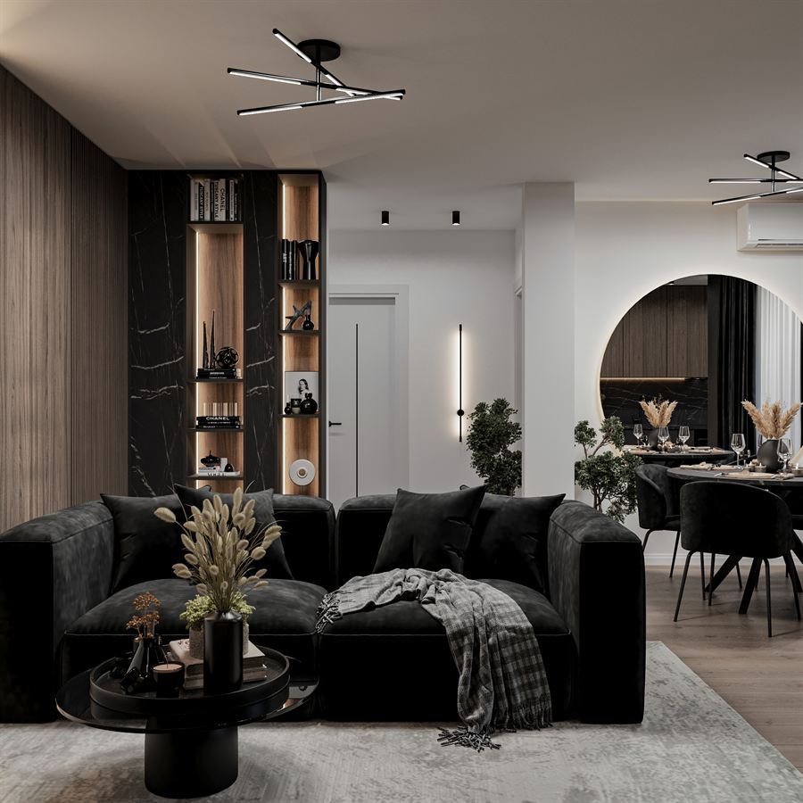 Apartament Grafit — proiect de design interior, Apartament · Modern monocrom